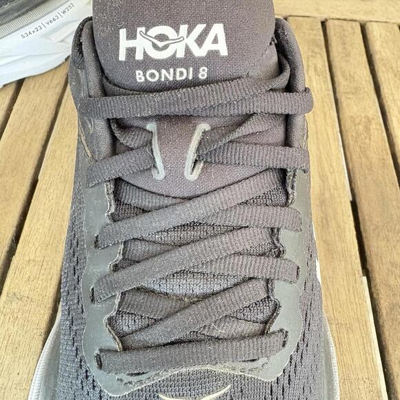 Hoka One One Bondi 8 - Black / White- Women’s Running Shoes Size 7.5 B - Picture 9 of 16